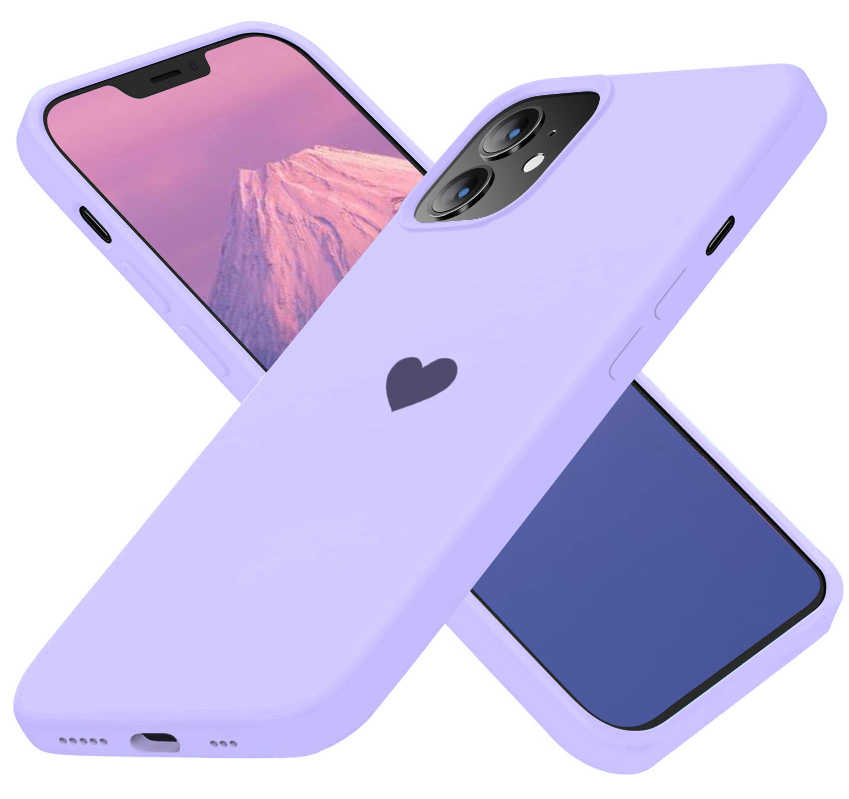 YIKUSO Compatible with iPhone 12 Case Liquid Silicone Gel Rubber Phone Case Cover 6.1 inch Full Body Slim Soft Microfiber Lining Protective Case [Enhanced Camera Protection] Clove Purple