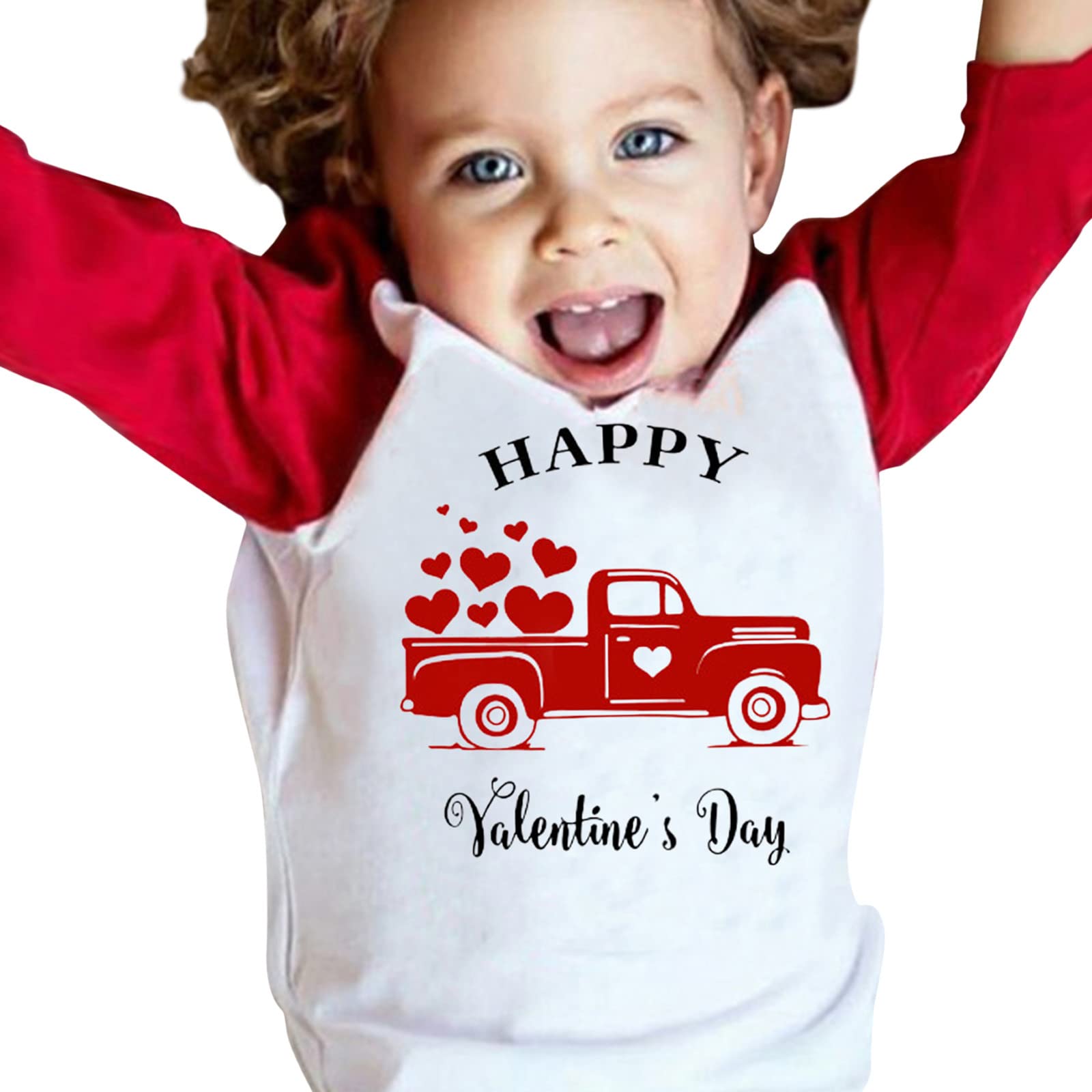 Generisch Valentinstag Sweatshirt für Neugeborene Kleinkinder mit niedlichem Briefdruck als übergroßes Rundhals-Oberteil