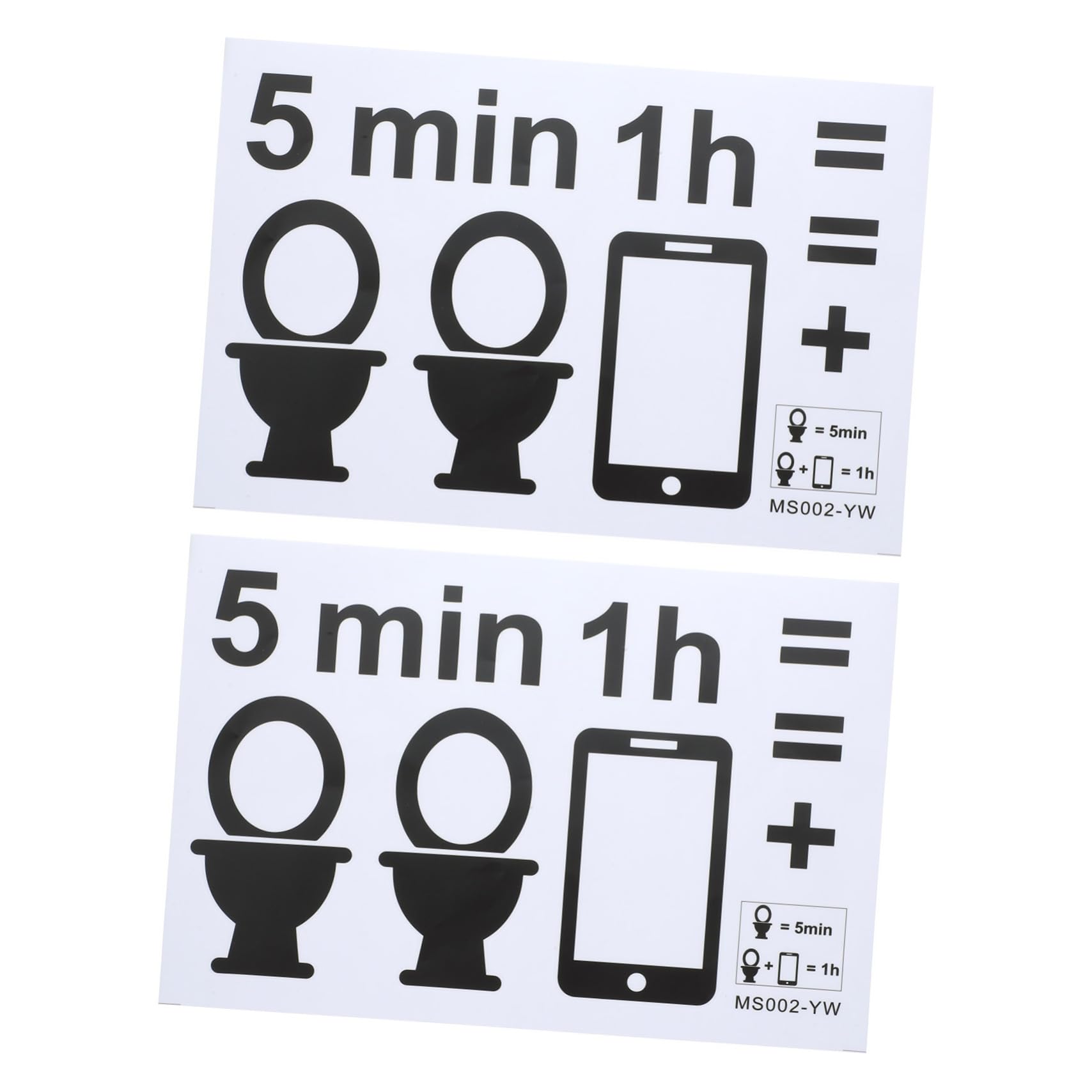 FONDOTIN Black Toilet Decor 2 Sheets of Warning Stickers for Bathroom Decorative Wall Decals Easy Application PVC