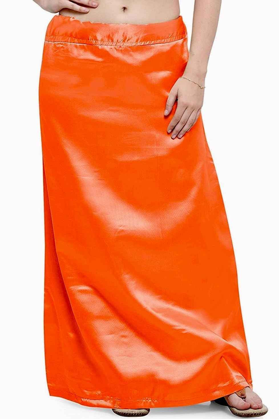 Orange Colour Satin Petticoat for Women Orange Colour Satin Saree Shapewear or Underskirt or Saya for Girl-picture-46