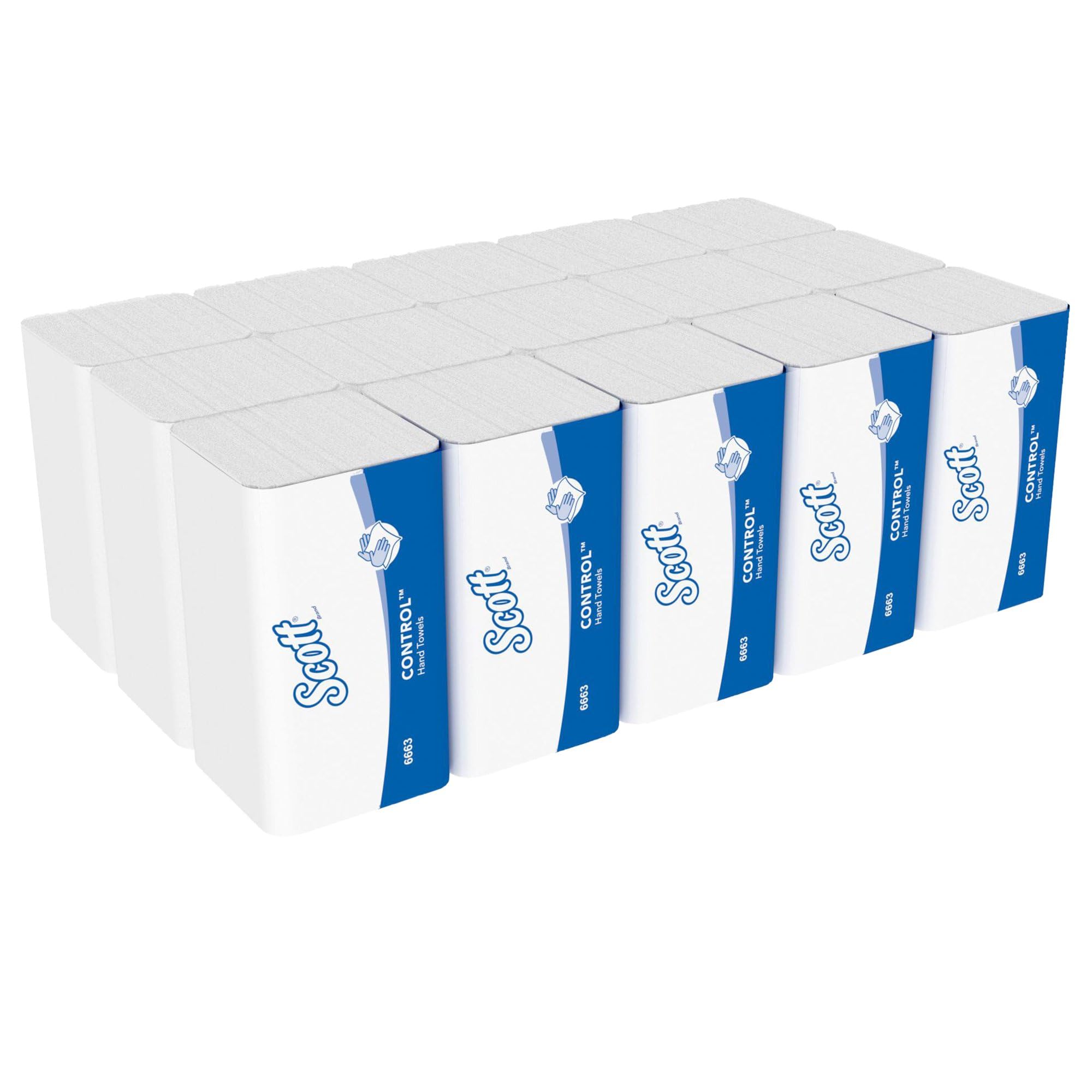Scott® Control™ 6663 Asciugamani di Carta Piegati a M, 1 Velo, Tecnologia Airflex™, Certificati FSC® ed Ecolabel, 15 Confezioni x 212 Fogli (Totale 3.180)