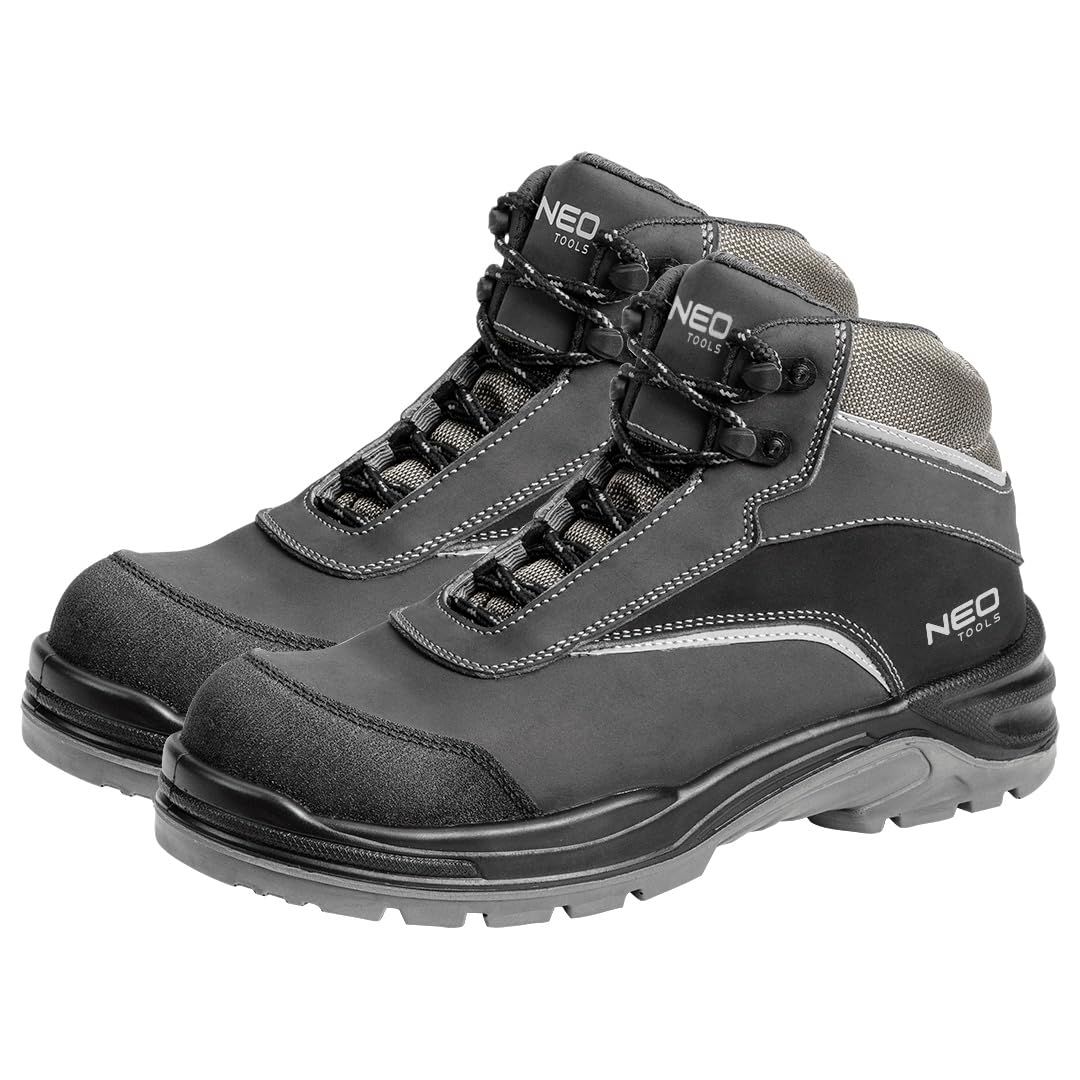 NEO TOOLS Botas de seguridad para hombre de clase S3 SRC, resistentes al agua WR, antideslizantes, zapatos de trabajo reforzados con plantilla de Kevlar, plantilla antiestática, sin elementos