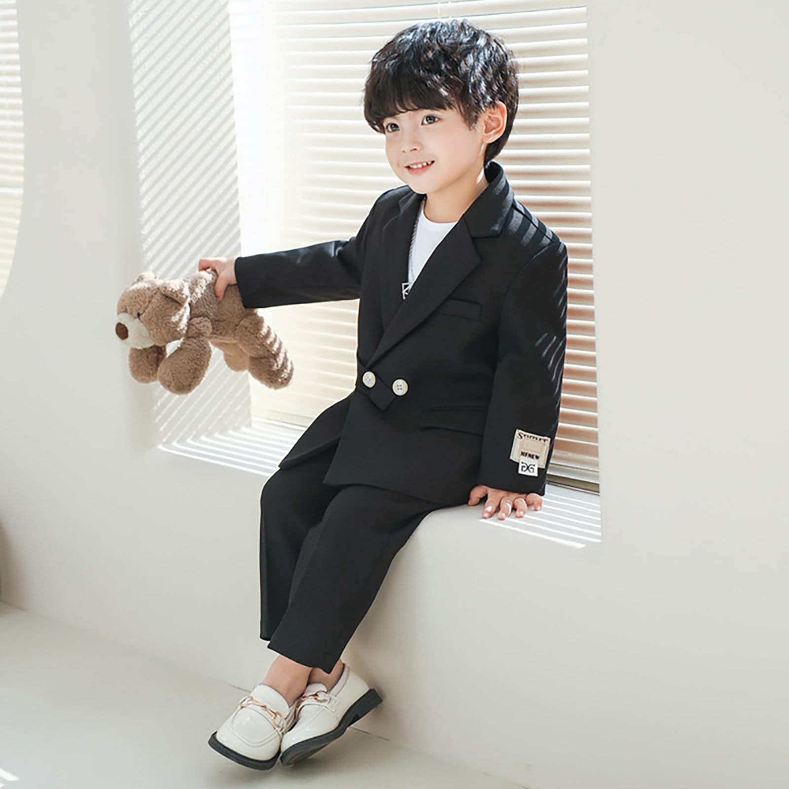 Jungen Business Anzüge Mantel Hosen 2 Stück Outfit,Kinder Formelle Blazer Anzug Mit Hose Smoking Anzug,Schmale Passform Geburtstag Hochzeit Anzüge Set Partykleidung für 1-12 Jahre