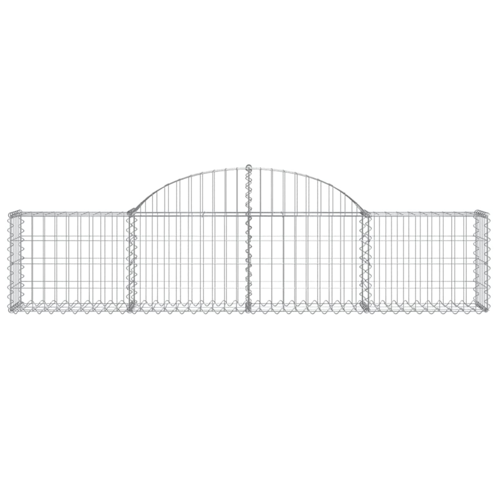 Homgoday Gartenabgrenzung mit Hochbogen - Dekorative Gabionenwand aus verzinktem Eisen, Silber, 200x30x40/60 cm, für Terrasse und Vorgarten Model3146048