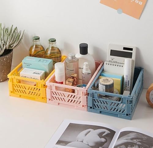 EURXLQ 2 Stück Klappbox,Klappkiste Körbe Aufbewahrung Zusammenklappbarer Tragbar Aufbewahrunskisten Bunt aufbewahrungskiste Geeignet für Küche,Bad,Büro,Schlafzimmer (Grün, 15×10×6cm)