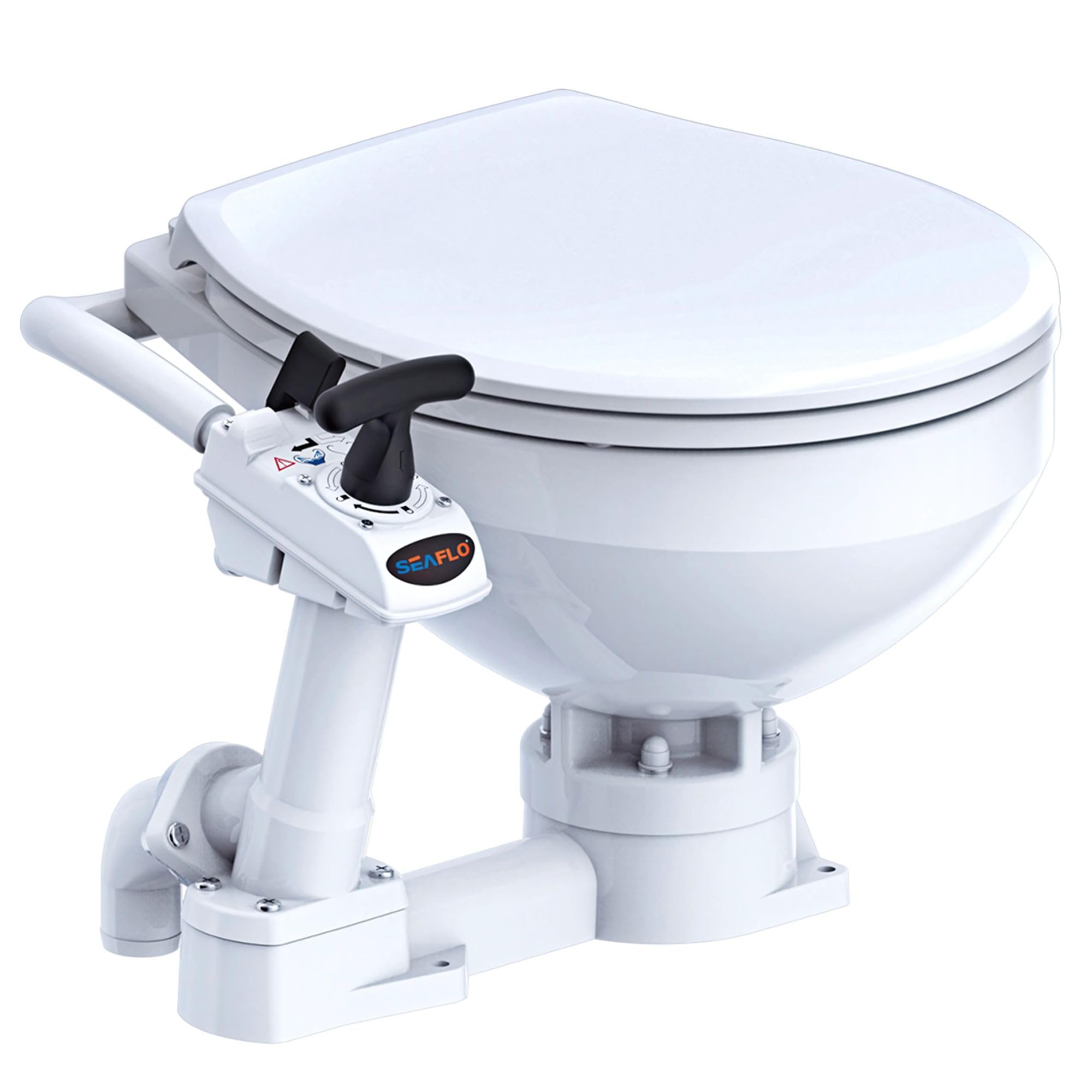 SEAFLO 12V Manually Operated T- Handle Flush Marine Toilet Large Size