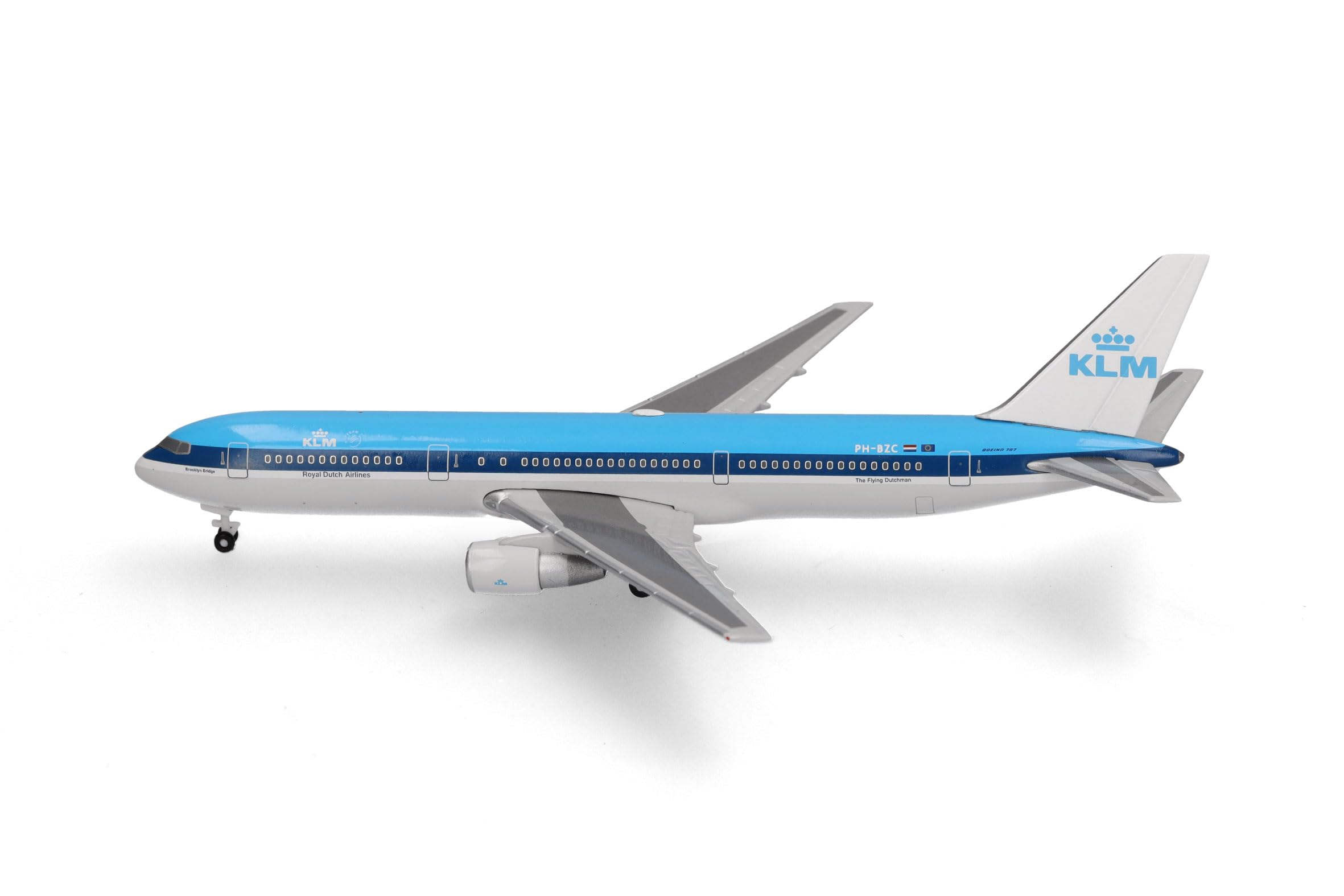 herpa Modelo de Avión KLM Boeing 767-300, Miniatura a Escala 1:500, Pieza de colección, Modelo sin Soporte, Metal