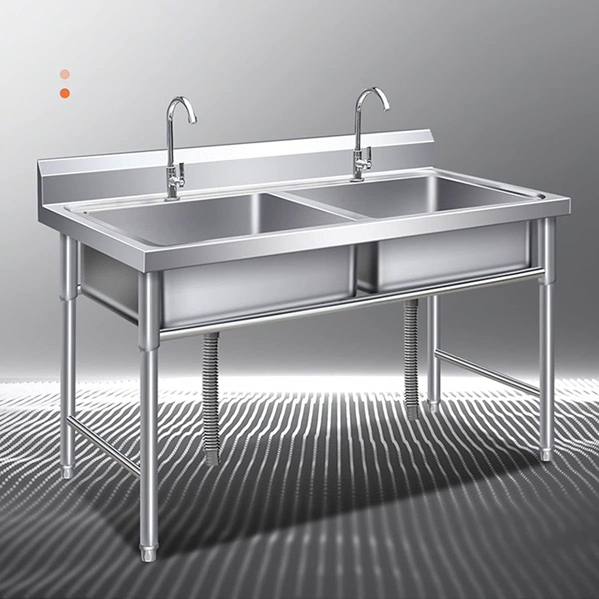 HUMNZR Commercial Stainless Steel Double Left Hand Bowls Right Hand Drainer Restaurant Catering Kitchen Sink,0.7mm