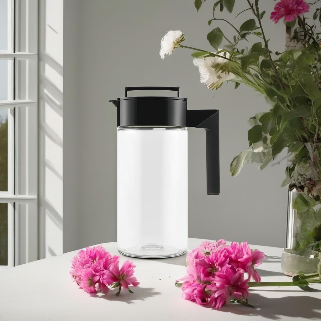 Empty Takeya Airtight Pitcher on a kitchen counter