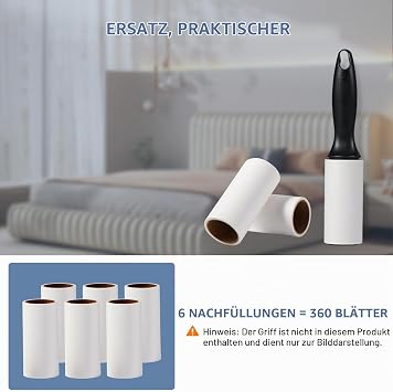 Vinabo Lint Roller Refills 6 Rolls 360 Sheets Pet Extra Sticky Lint Roller Replacement Rollers for Clothes Beds Carpets for Cat / Dog Pet Hair