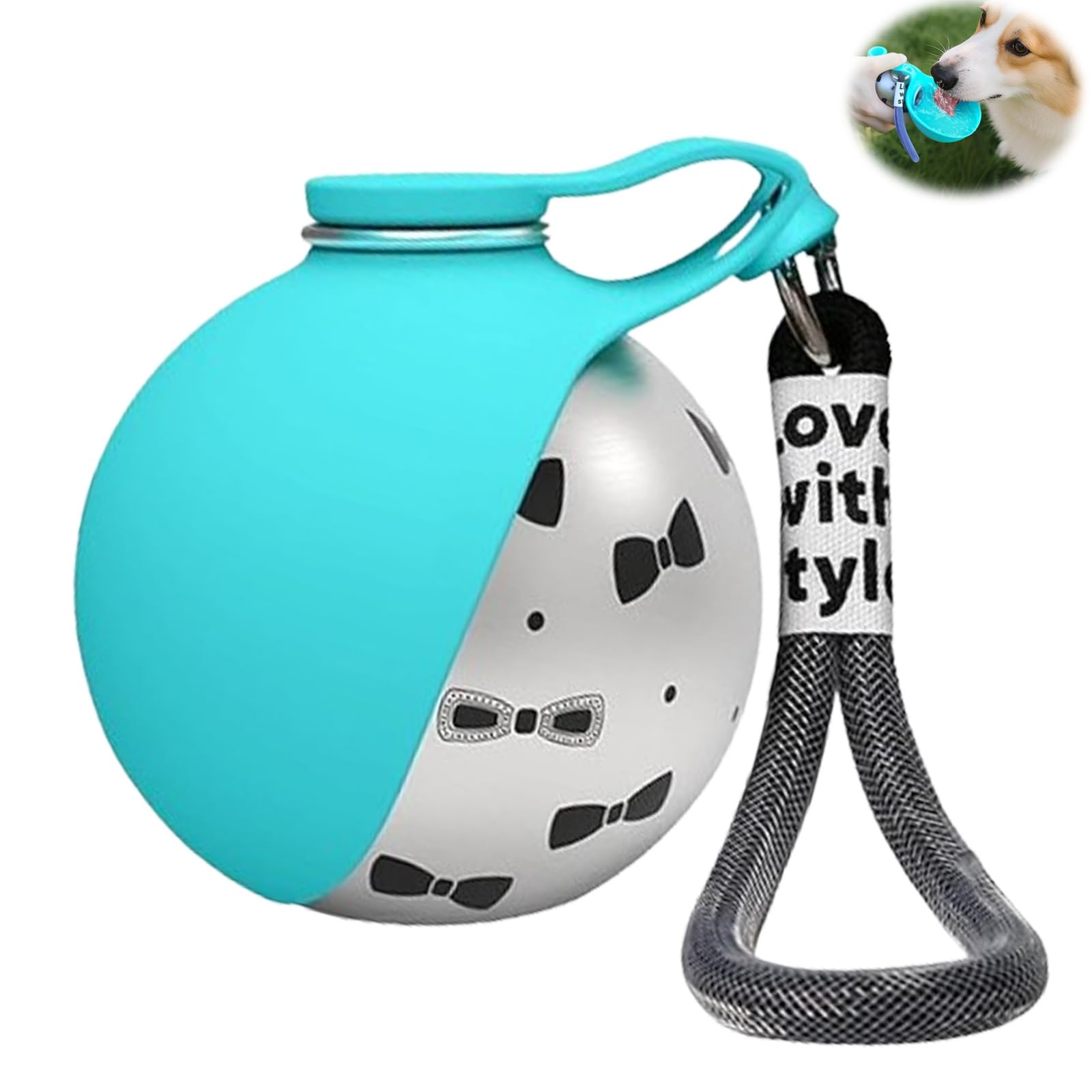Clawly Dog Water Bottle, Dog Water Bottle Portable Pet Travel Bowl Foldable Dispenser, Foldable Pet Water Bottle for Travel, Suitable for Outdoor Dogs Walking (blue, Printed)