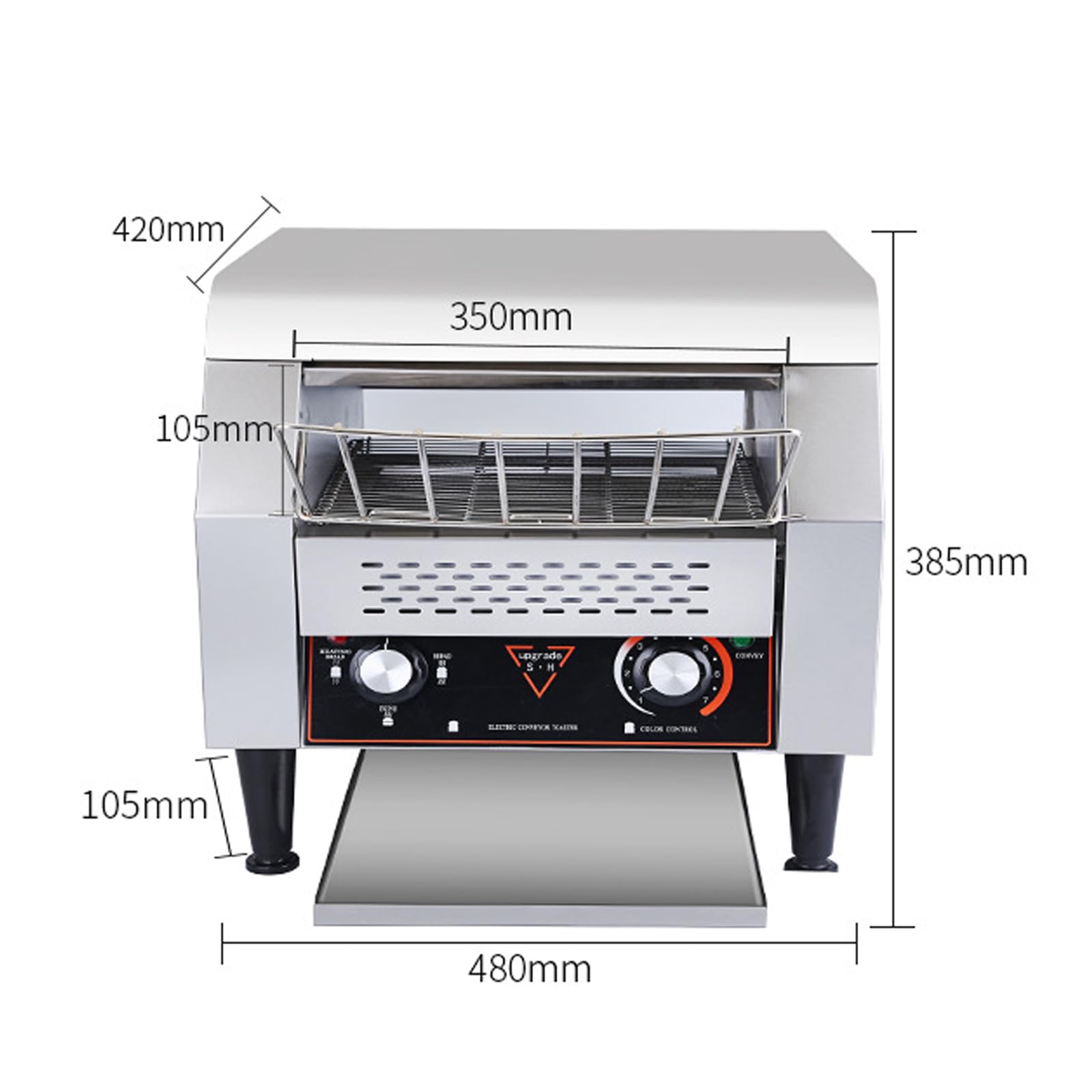 Tostapane a Nastro Professionale da 150 fette/Ora, tostapane rotativo per Hotel e ristoranti, Forno Elettrico in Acciaio Inox per ristoranti (350)