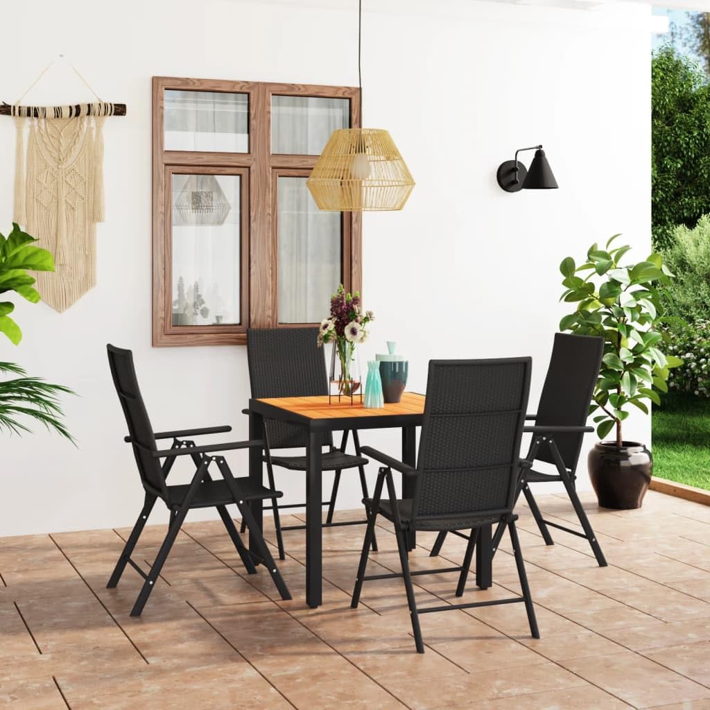 KCCKOM Garden Furniture Set 5 Piece Patio Dining Set Black and Brown