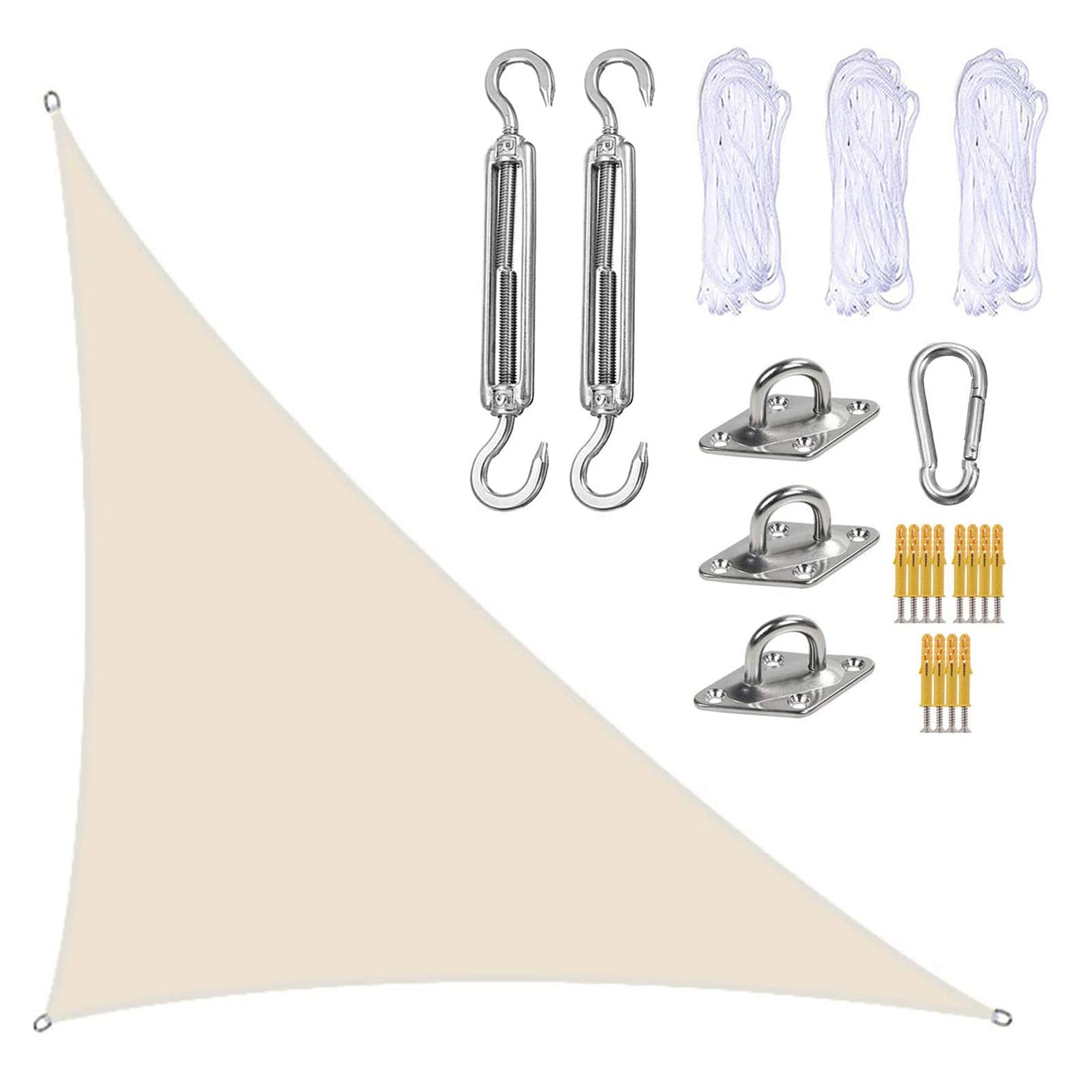 Tenda parasole triangolare impermeabile, 4,5 x 4,5 m, con ferramenta in acciaio, resistente, per giardino, patio, piscina e recinzioni