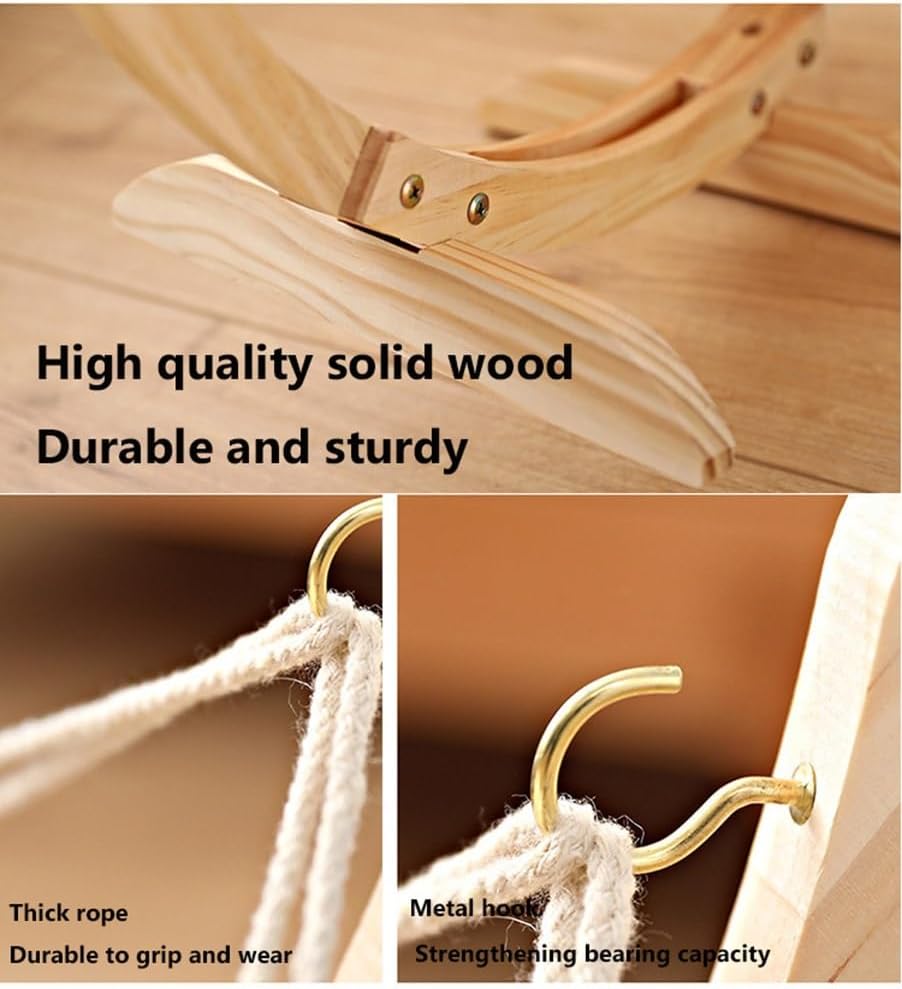 review 2-in-1 pet Swing Chair Hammock，Holds Small-Medium Size Cat or Small Dog | Easy to Assemble | Wood Construction | Cat Toy (Color : Beige)
