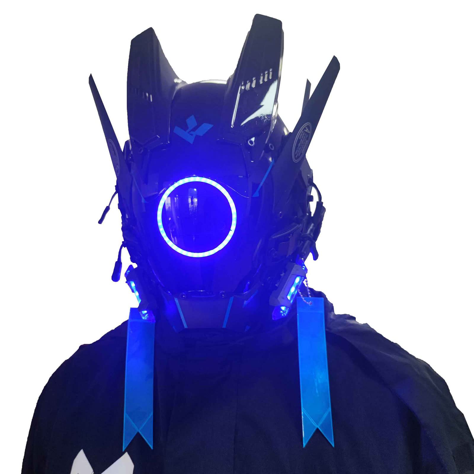 JAUPTOPunk Mask Helmet Cosplay for Men, Futuristic Punk Techwear, Halloween Cosplay with Light