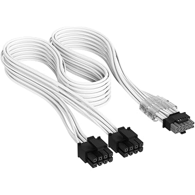 Corsair Elite Premium Type 4 Individually Sleeved 2X 8-Pin to PCIe 12V-2x6 600W PSU Cable – Triple-Mesh Paracord Sleeve, Low-Profile Cable Combs, Compatible Type 4 PSUs – White