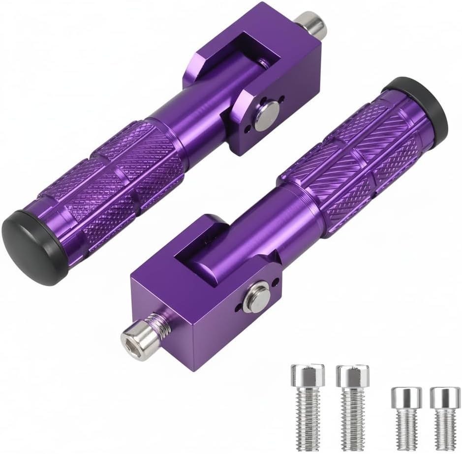 M8 Motorcycle Foot Pegs 90 Degree Foldable Bike Pegs Universal Passenger Footrests CNC Anti-Skid Universal for Most Cruiser Street Chopper Motorcycles and Bicycles (Blue)
