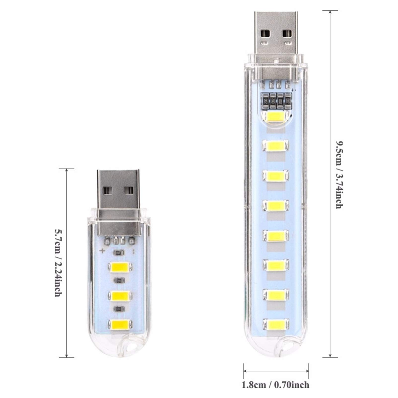 5 Mini Lampade Notturne 4LED Con Interruttore Touch E Porta Chiavi - Ricaricabili USB