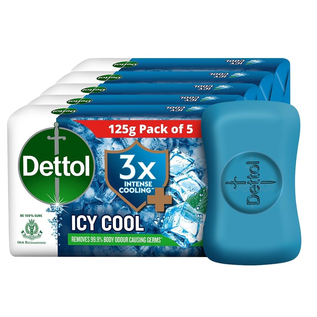 Dettol Cool Germ Protection Bathing Soap Bar, 125Gm (Pack Of 5)