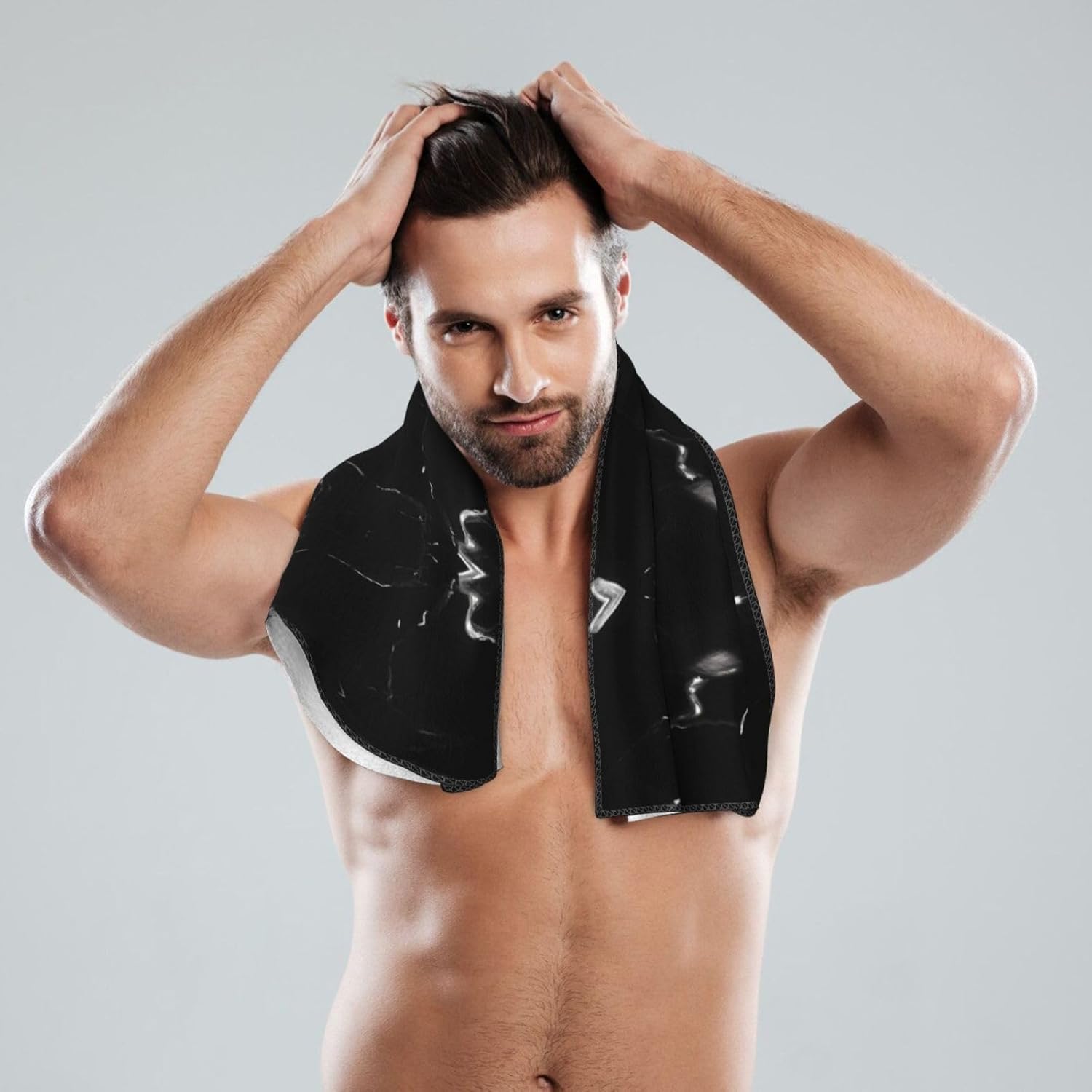 Black Marble Print Hand Towels for Kitchen, Decorative Bathroom Towels Decor Farmhouse Cute for Men Women Gifts