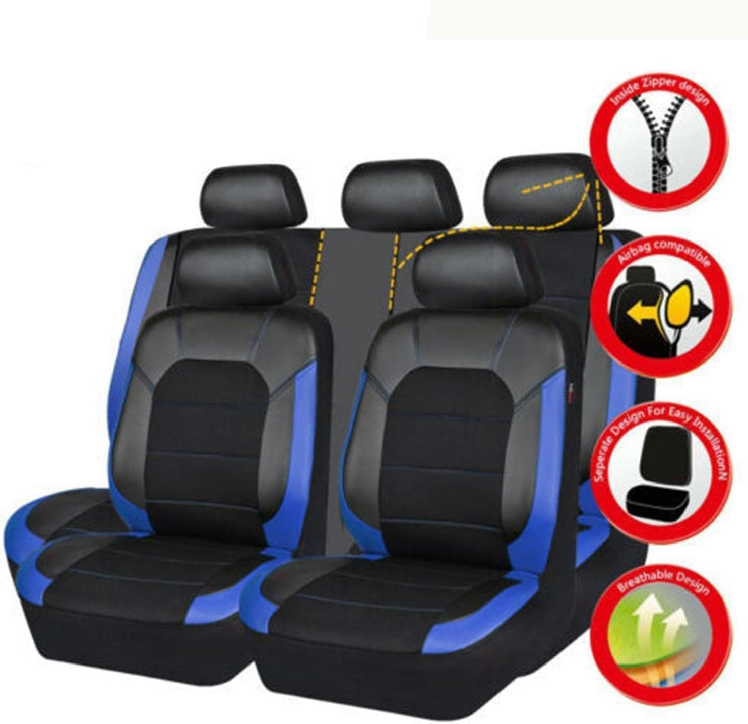 Coprisedili universali per auto per BMW 1 3 5 7 Series X1 / X3 / X5 / X6 impermeabili accessori auto, nero blu