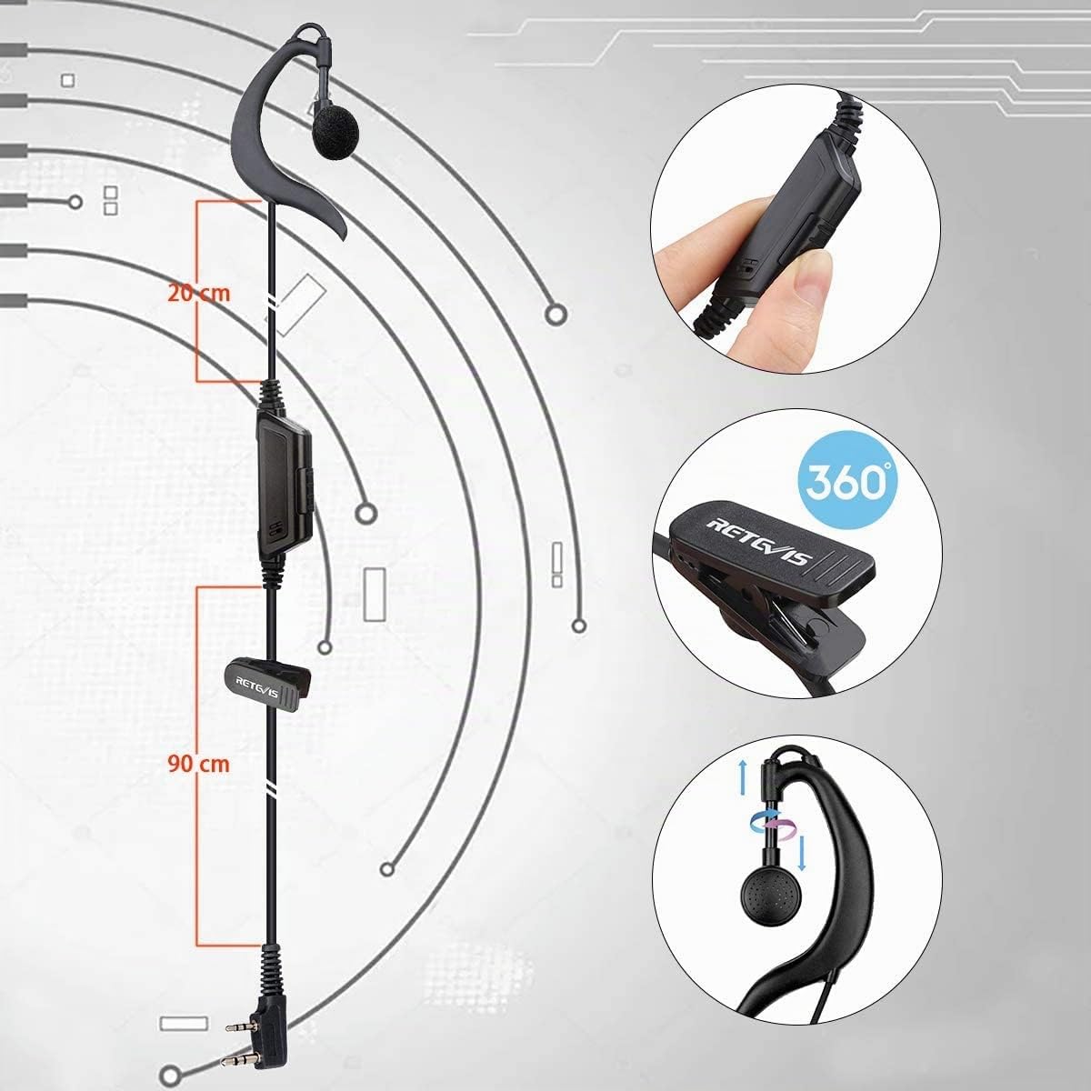Retevis RT618 Walkie Talkie con Auriculares, Mini Radio PMR446 4 Piezas | Radio PTT Doble, 16 Canales, VOX, Emergencia, Walky Talky para Atención Domiciliaria, Residencia de Ancianos