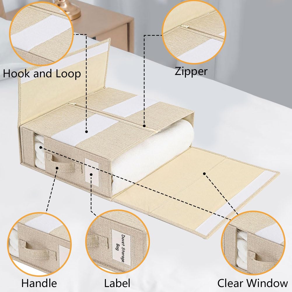 Organizer Per Lenzuola WANGIRL - Confezione Da 3, Rigidi E Pieghevoli, Con Cerniera, Grigio, Per Armadio E Cassetti - Foto 3