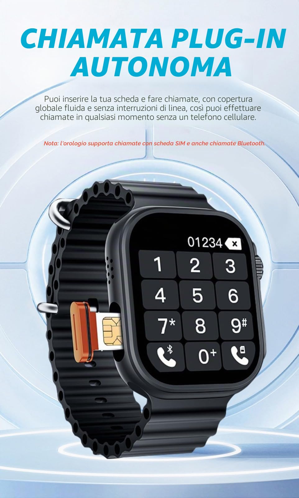 Smartwatch 4G con slot per scheda SIM, schermo touch completo e funzione di chiamata, smartwatch cellulare impermeabile per uomo e donna