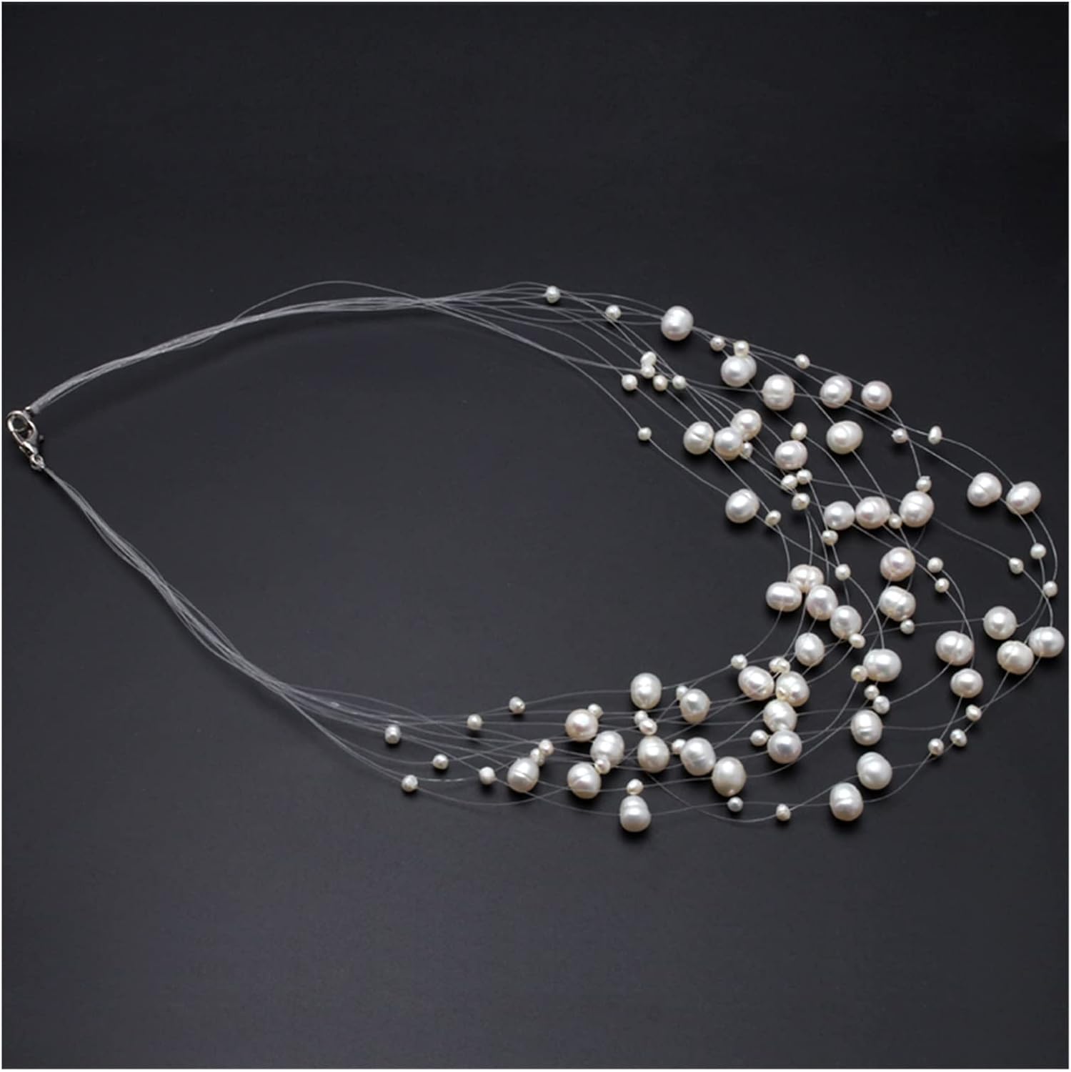 Natural Freshwater Pearl Necklace Jewelry Wedding Fit for Women,Fashion Pearl Christmas Necklace Bridal Jewelry Multi Strands (Gem Color : White Pearl Necklace)