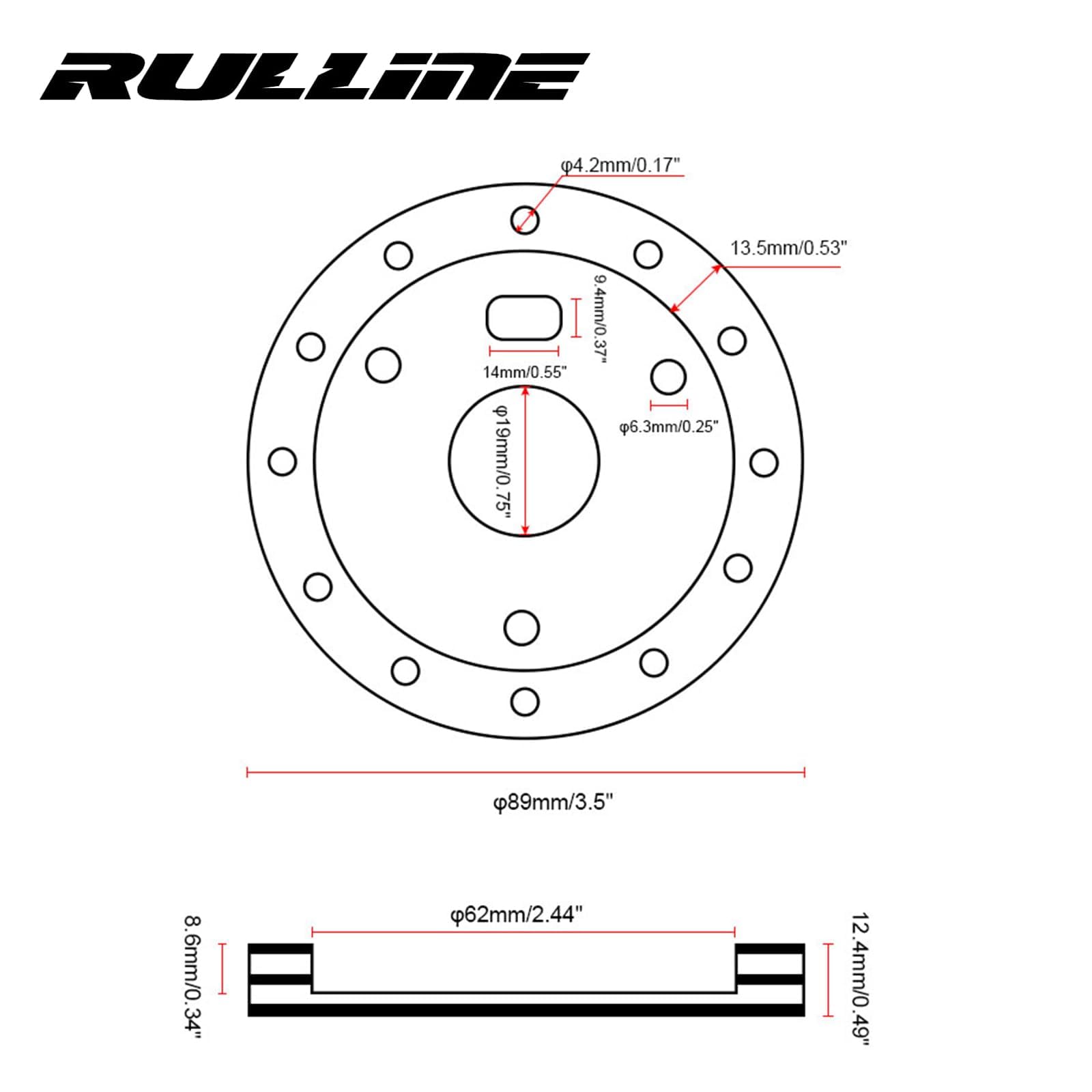 Photo 1 of RULLINE 1" Steering Wheel Hub Adapter Conversion Spacer 6 Hole to 3 Hole Steering Wheel Adapter Boss Kit Black
