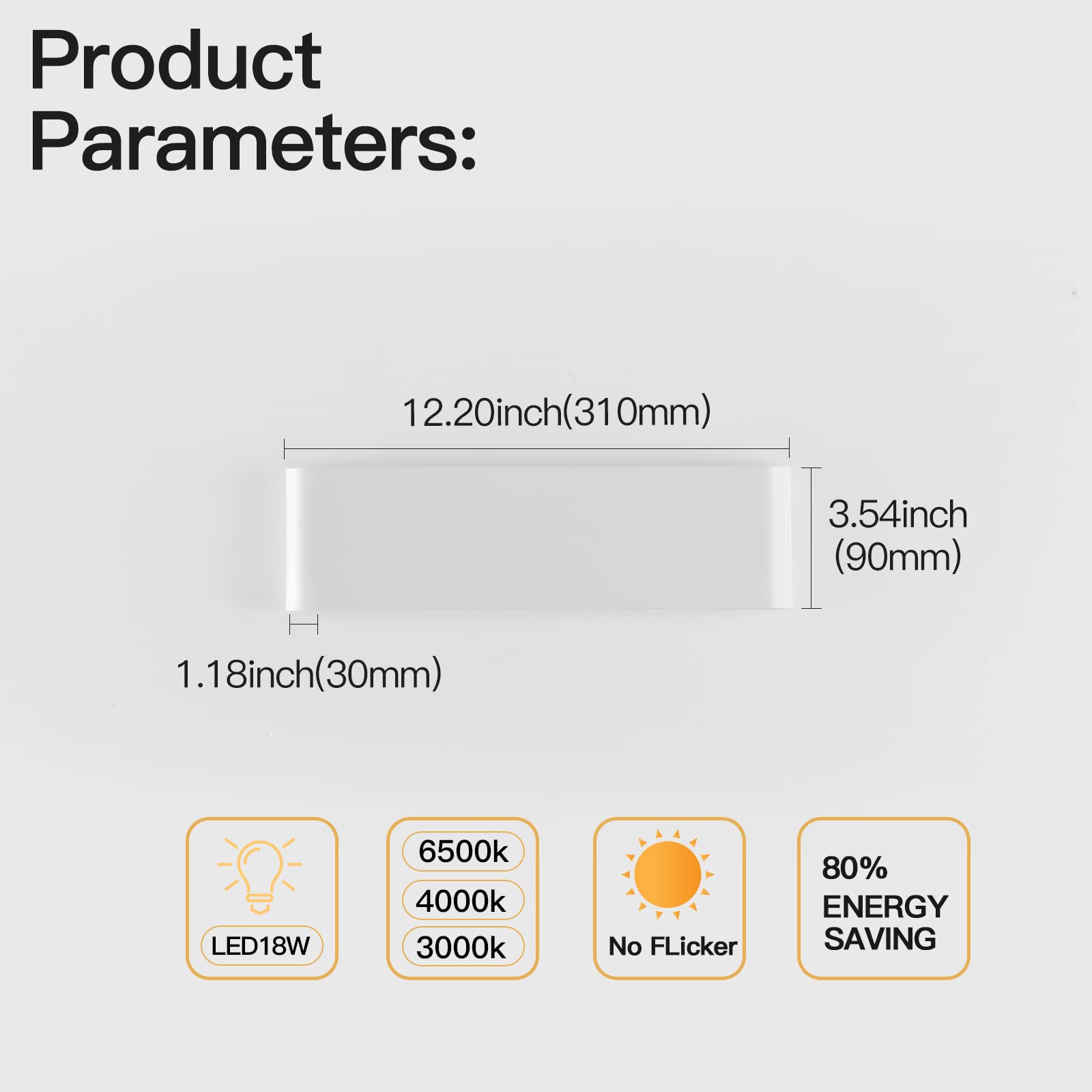 Applique da Parete Interno 18W,Moderno Up Down 2160LM, LED 4500K Bianco Neutro,Per Soggiorno Camera da Letto Scale Corridoio Lampada Muro 2 Pezzi