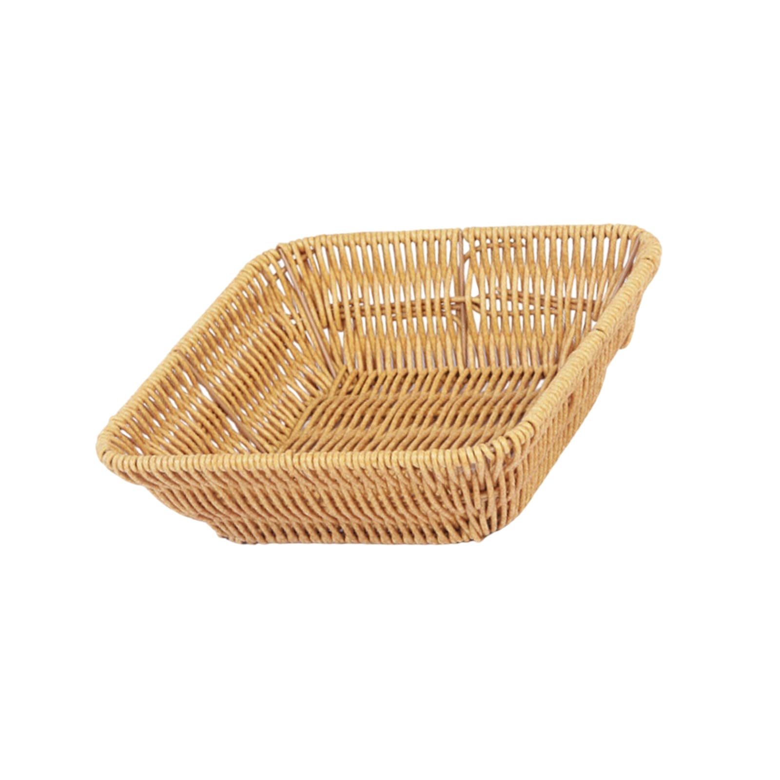 Qusinfc Woven Design Snacks Serving Tray Imitation Rattan Basket for Living Room Coffee Imitation Rattan Woven Storage Basket