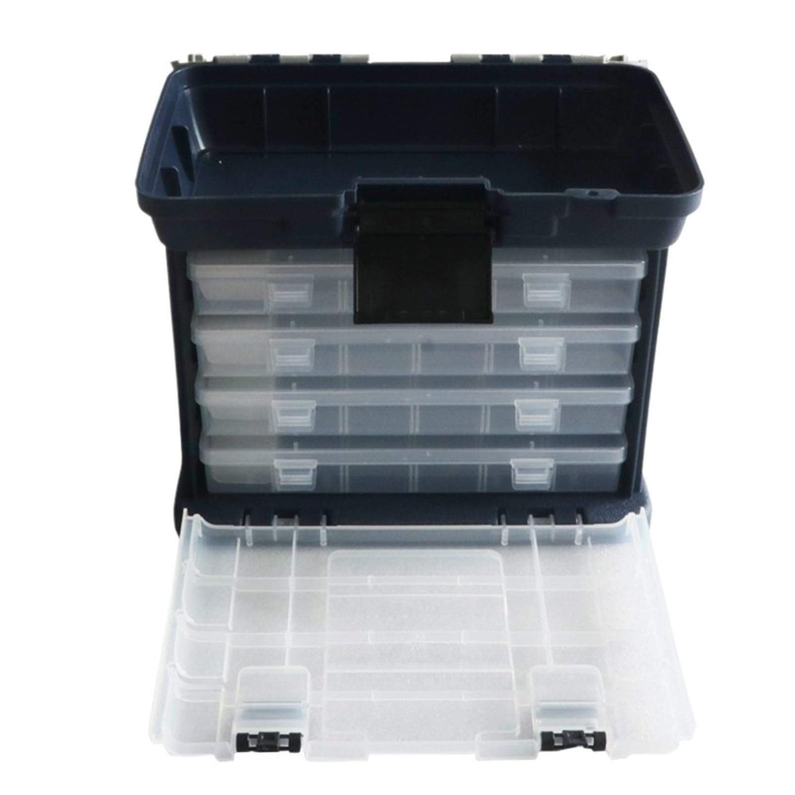 Cassetta Portautensili A 4 Livelli, Organizer Multi Scomparto Minuteria Con Vano Superiore E Scomparto Per Attrezzatura Da Pesca(Red)