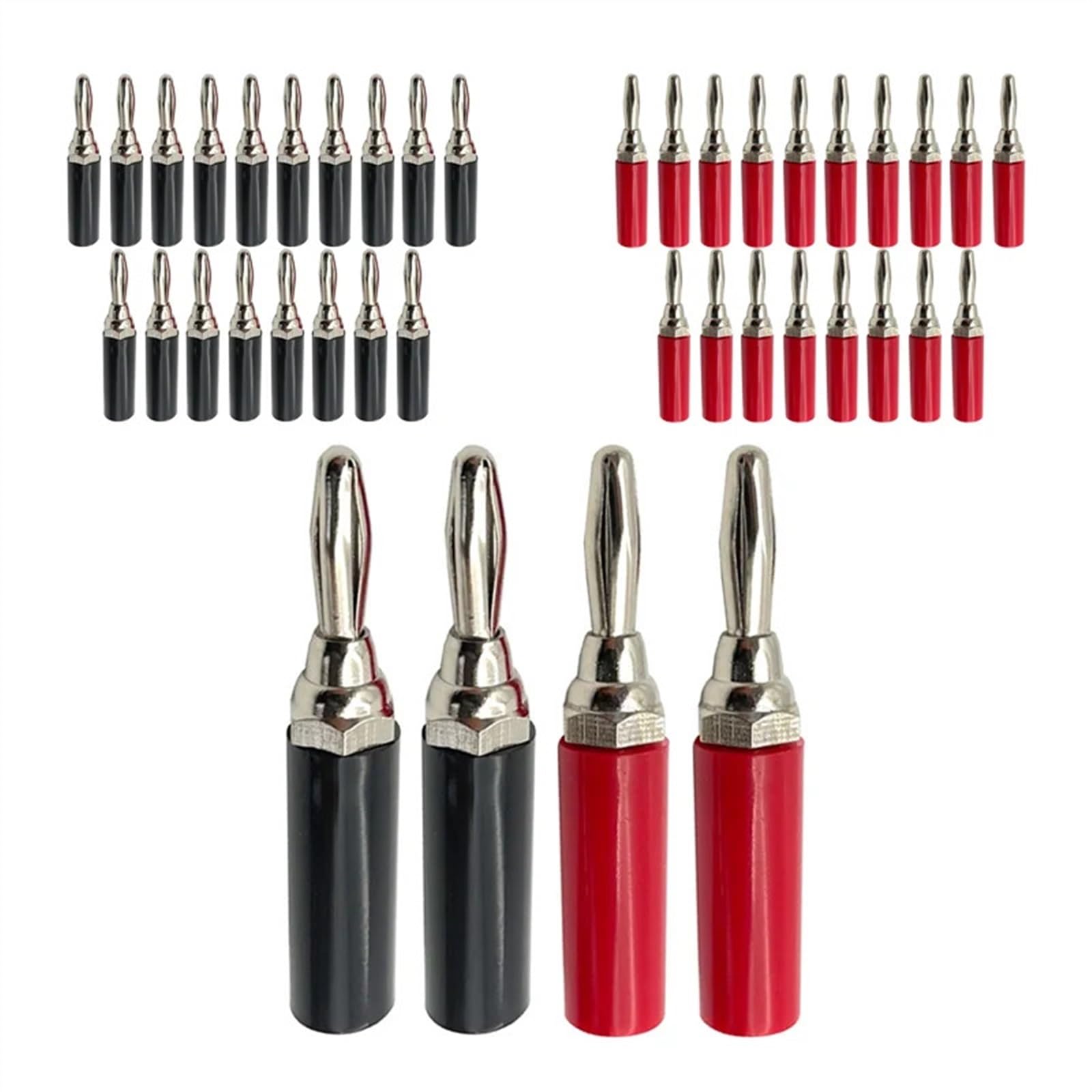 10/40 sztuk 4 mm niklowo-chromowa przejściówka, kabel druciany, złącze głośnika audio, wtyczka bananowa (5 Red 5 Black)