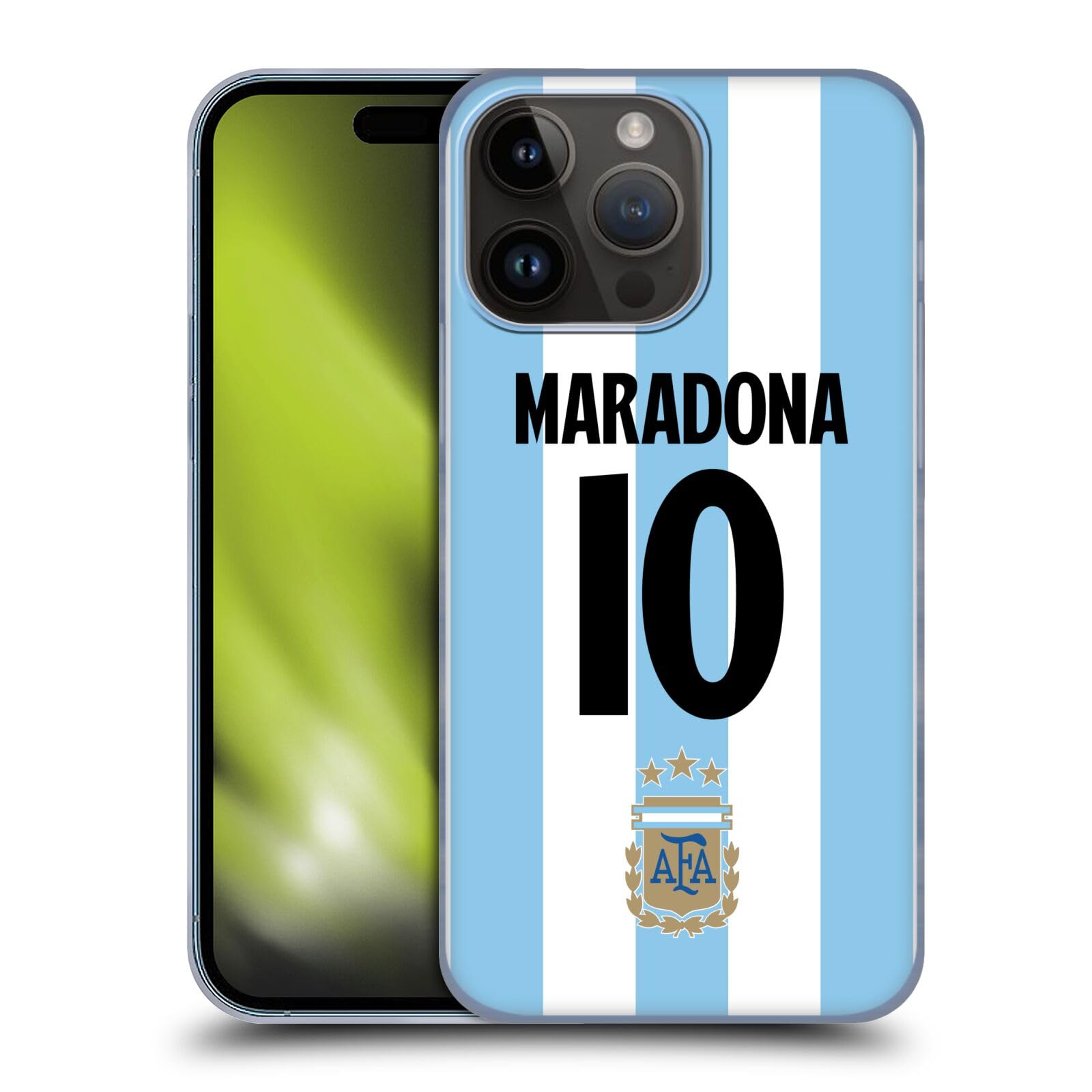 Head Case Designs Licenza Ufficiale Argentina National Football Team Diego Maradona Divisa Casa Giocatore 2024/25 1° Gruppo Custodia Cover per Parte Posteriore Compatibile con Apple iPhone 15 PRO Max