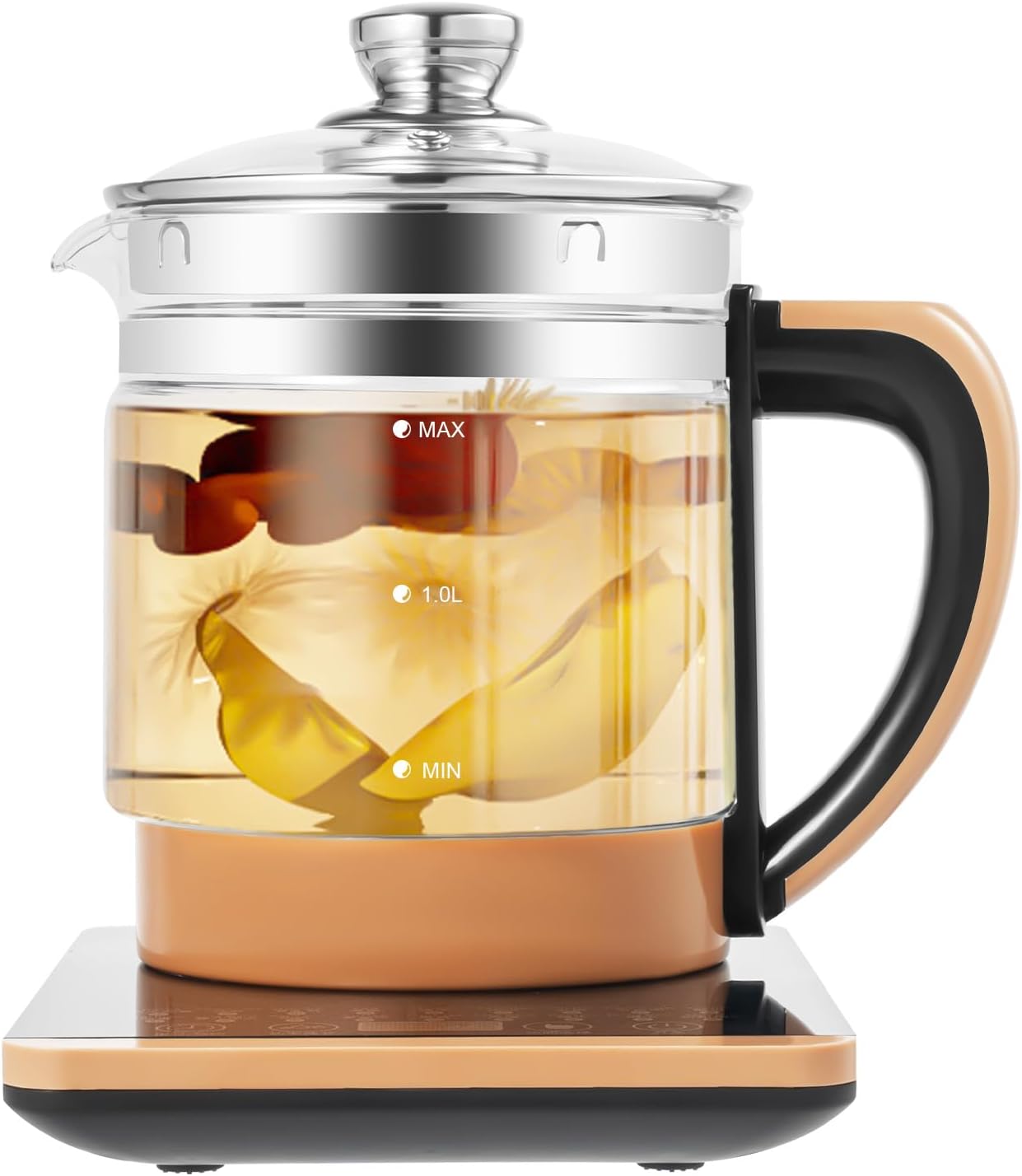 Tea Electric Kettle, Electric Tea Kettle, 1.8L Electric Glass Kettle, 800W Portable Electric Health Pot with Infuse with Temperature Control & 18 Smart Programs,24H Keep Warm & Boil-Dry Protection