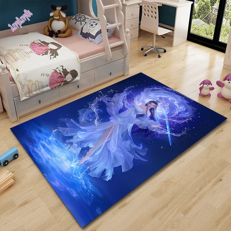 YZGAH Home Cartoon Quadratischer Teppich Frozen 3D Gedruckte Fußmatte Wohnzimmer Schlafzimmer Matte...
