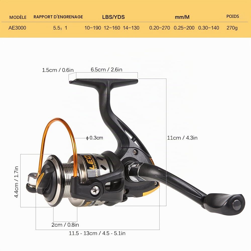 Kit de pêche Portable, kit de pêche Complet Professionnel, 1 Canne à pêche télescopique, 1 Moulinet de pêche, appât, Ligne de pêche de 100 m, pour Les débutants et Les Amateurs de pêche