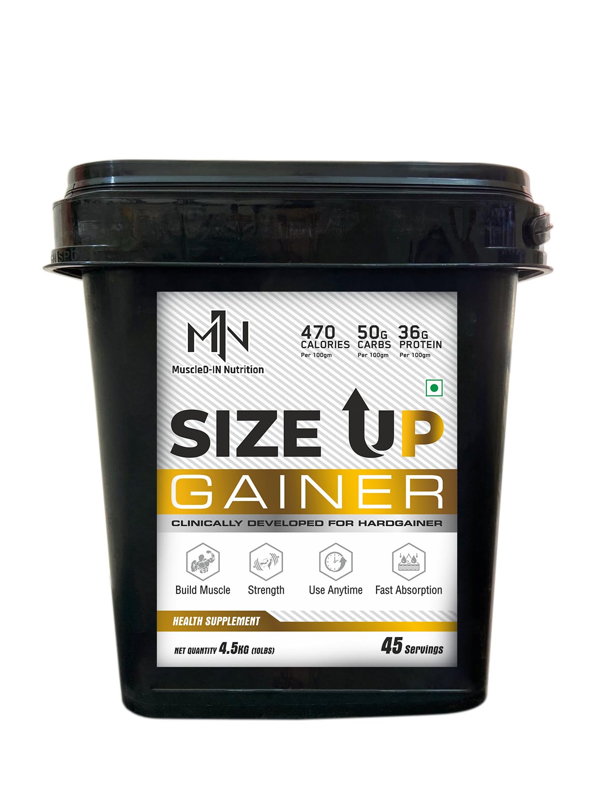 MuscleD-IN Nutrition Size Up Gainer, Chocolate,Mass Gainer, Fast and Carb and Protein formula for for Mass Muscle Gain I 6Lbs & 10Lbs (10lbs)