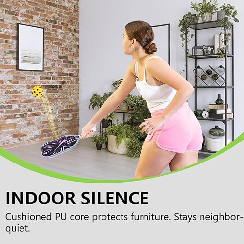 Miniatura 4 de Pelotas silenciosas de pickleball para interiores y exteriores, bolas de espuma silenciosas, paquete de 6 con una bolsa de malla