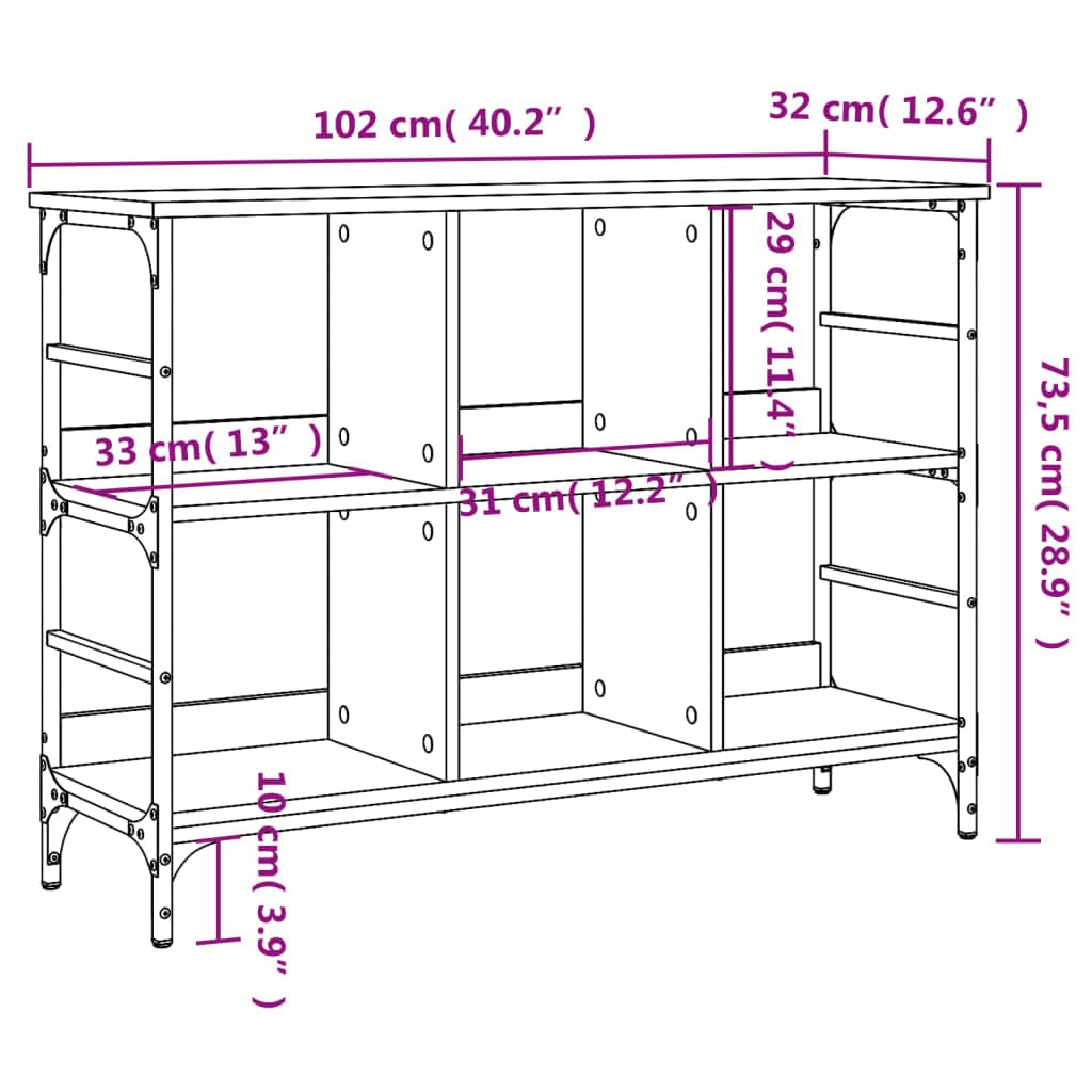 Credenza marrone effetto rovere, 102 x 32 x 73,5 cm