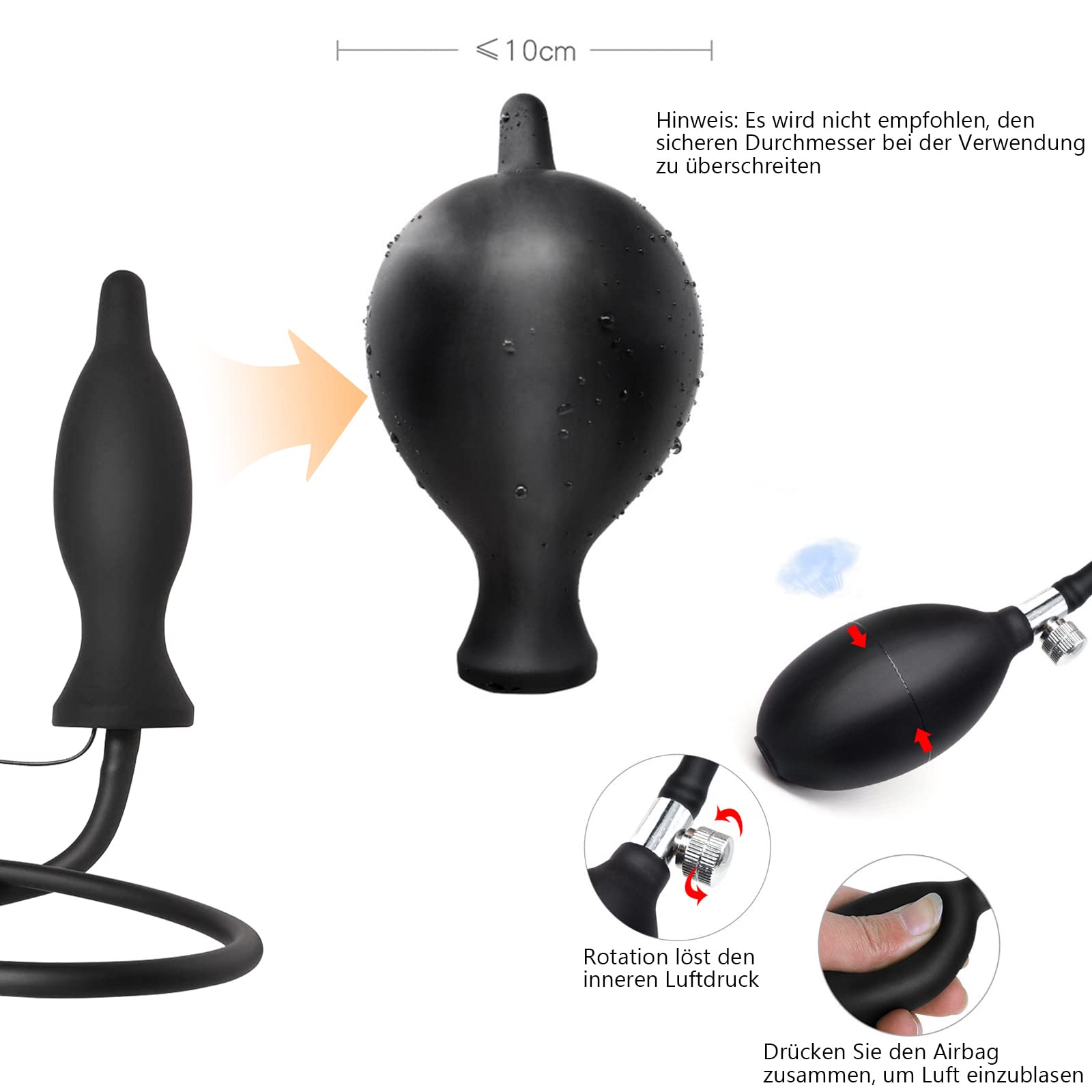 BDSMYEE Plug Anales con Vibración, 10 Modos Vibradorador, Inflable Plug Anal para Mujer Hombre, Dildo Anal Plug Dilatador Butt Plug Consolador, Juguetes eróticos para pareja sexuales