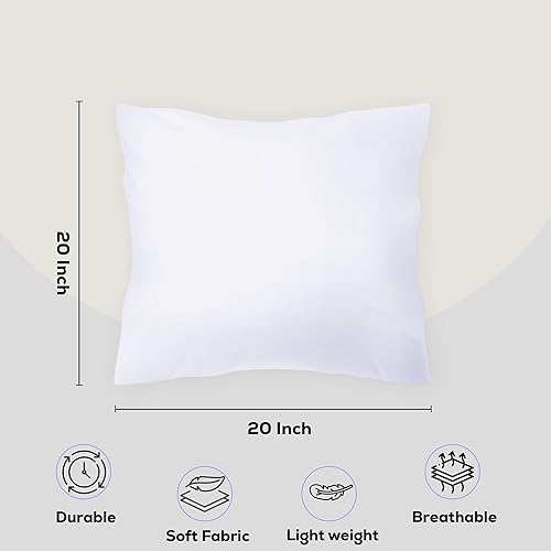 Miniatura 2 de GOLD TEXTILES Almohadas blancas (paquete de 4) fundas de almohada de poliéster – Almohadas decorativas cuadradas ligeras para interiores – Almohadas