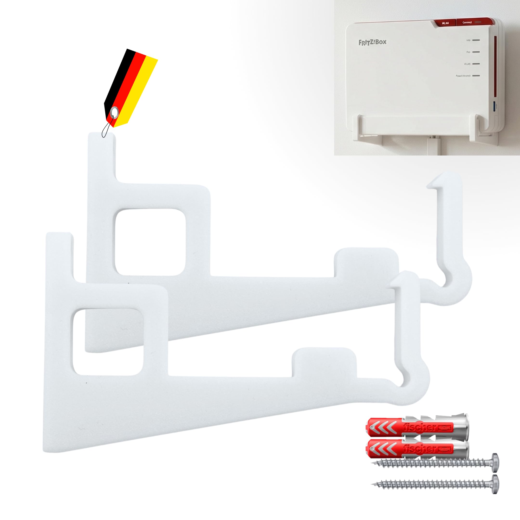 Supporto da parete per Fritz!Box 5690 Pro – Supporto con sistema a scatto per AVM Fritz Box Fiber & DSL Router – Include materiale di montaggio (Made in Germany)