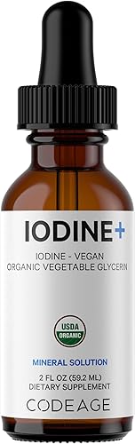 Miniatura 9 de Codeage Gotas de yodo orgánico USDA – 250 mcg – suministro de 1 año – suplemento de yodo líquido naciente – solución de gotas de yodo – yodo puro y