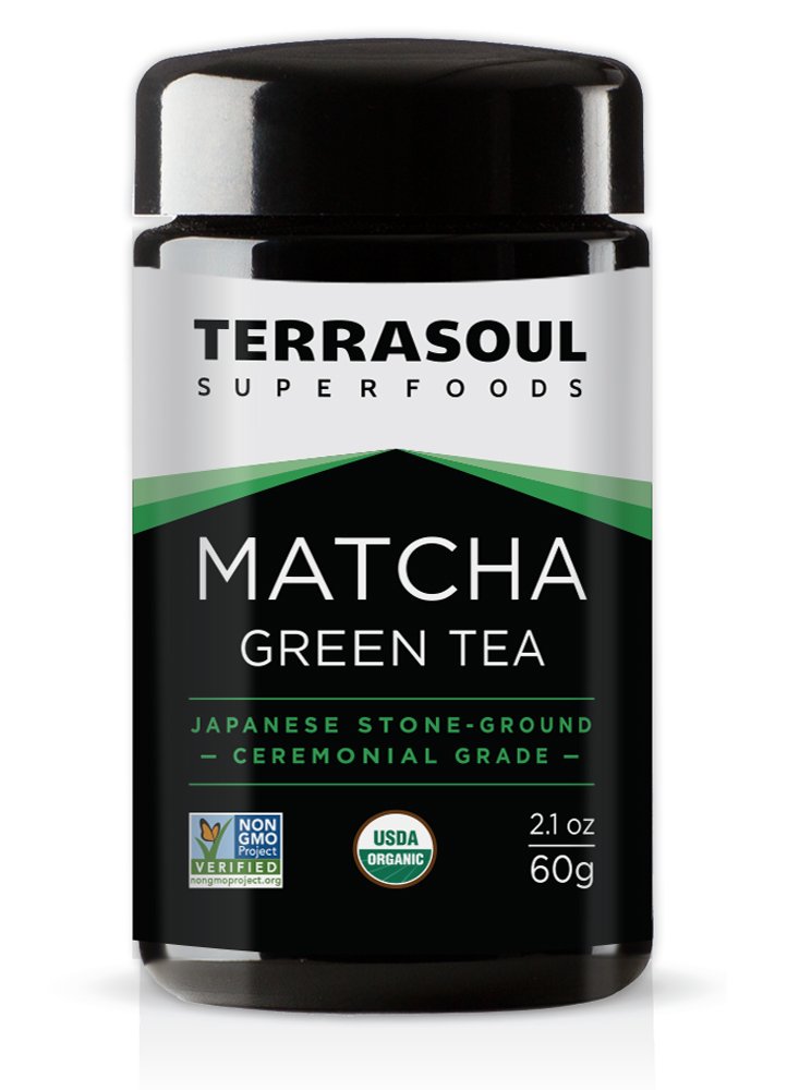 Organic Matcha Green Tea (Ceremonial Grade in Miron Glass), 2.12 ounces (60g)