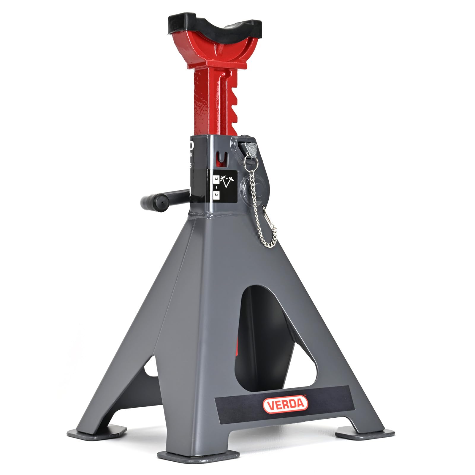 Chandelles 6T (6000 kg), certifiées GS, Hauteur de Levage 410–600 mm, avec goupille de sécurité et Patins en Caoutchouc, Supports de Levage avec réglage de Hauteur sur 13 Positions