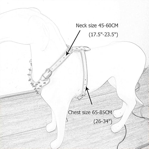 Miniatura 2 de Pimaodog Collares de perro con tachuelas de piel sintética, arneses a juego para perros medianos y grandes, Pit Bull, Mastín, Boxer, Bull Terrier