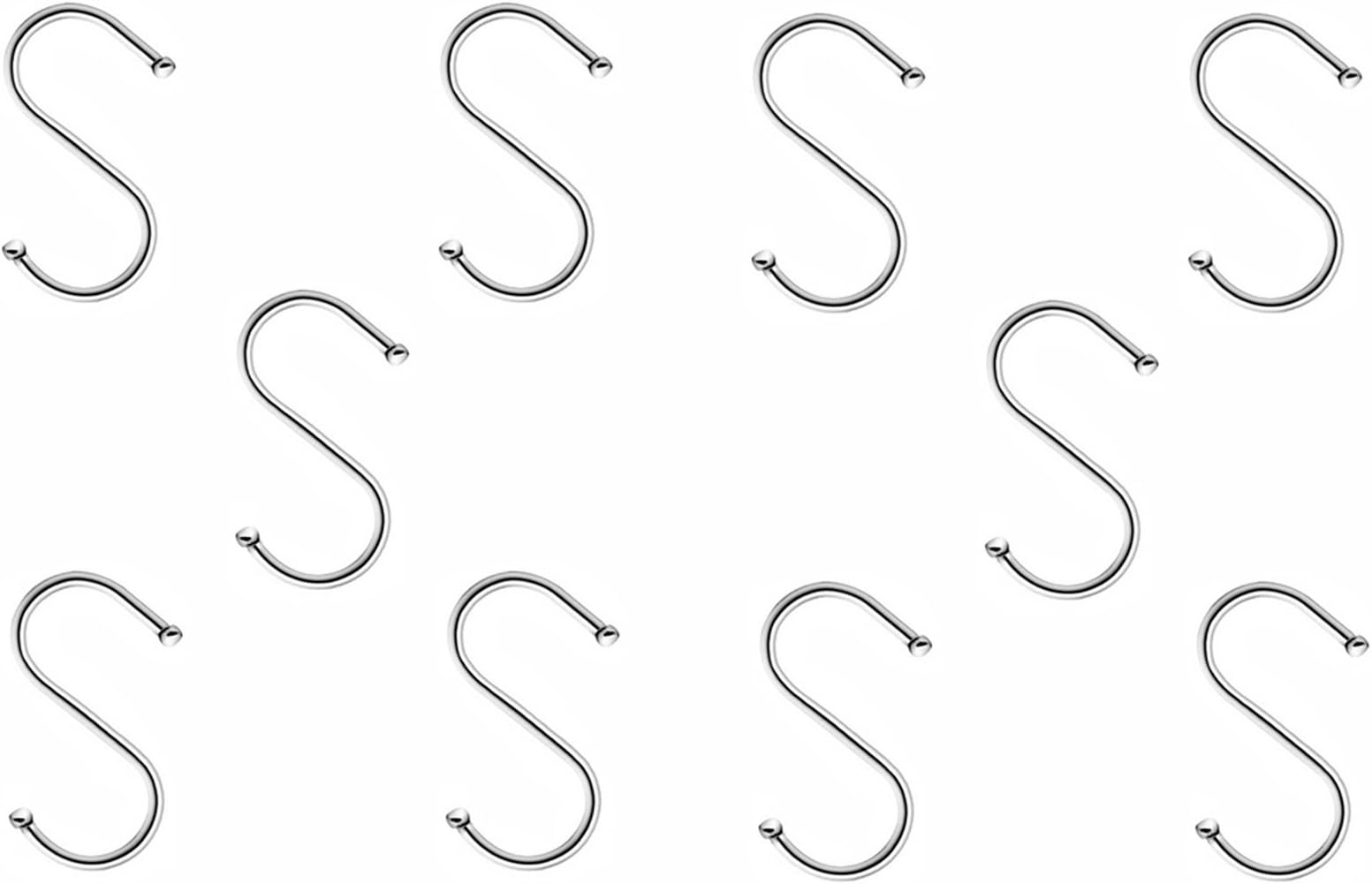 Polished Chrome multi-purpose S Hooks,Utility Hooks,Fit for Bath room, Bedroom, Living room,Garden and Kitchen ,Set of 10 in pack